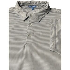 Genteal Performanc Polo Shirt Mens XL Gray White Stripe Short Sleeve Golf